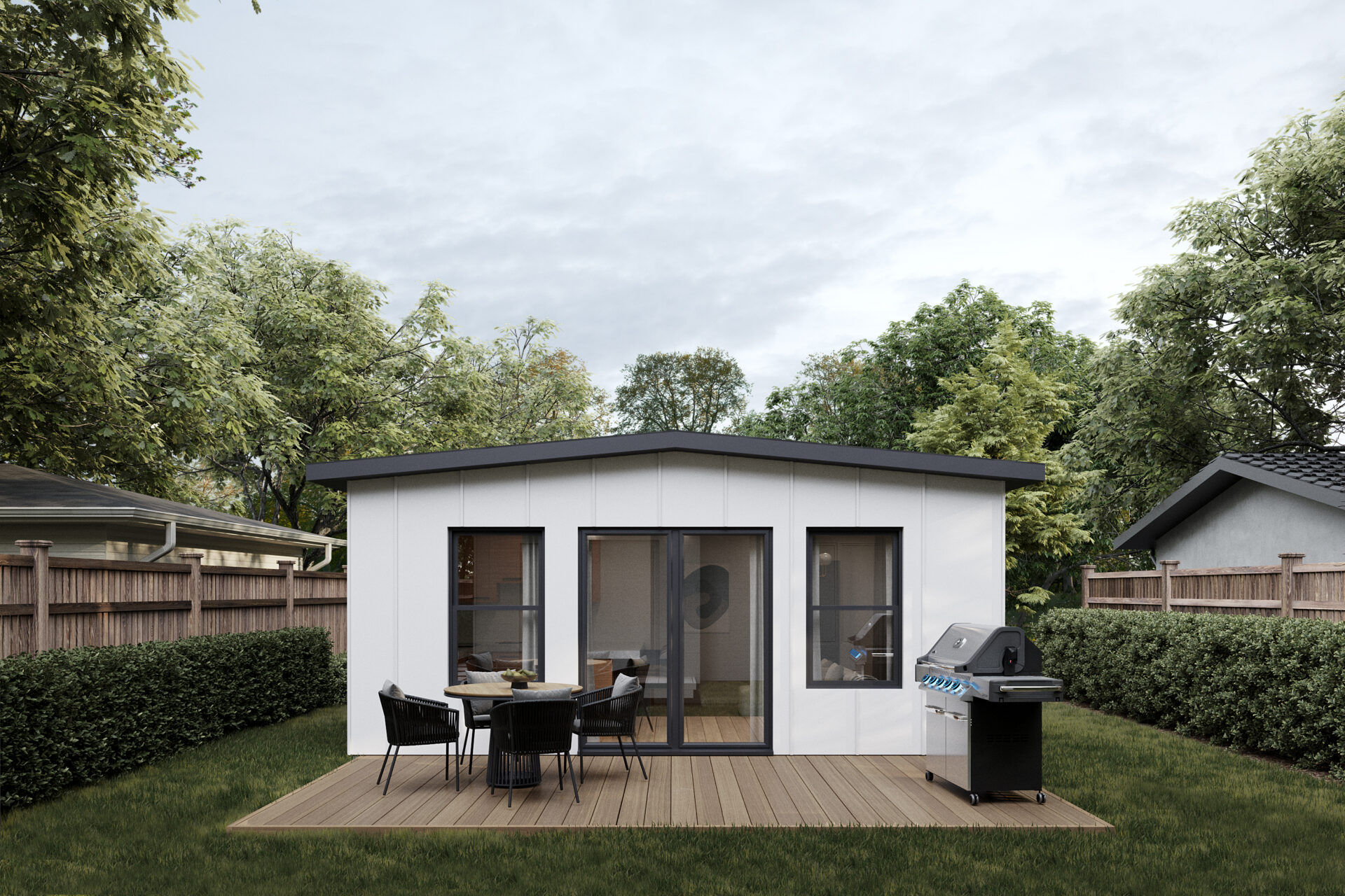 Lotus Model in backyard with patio