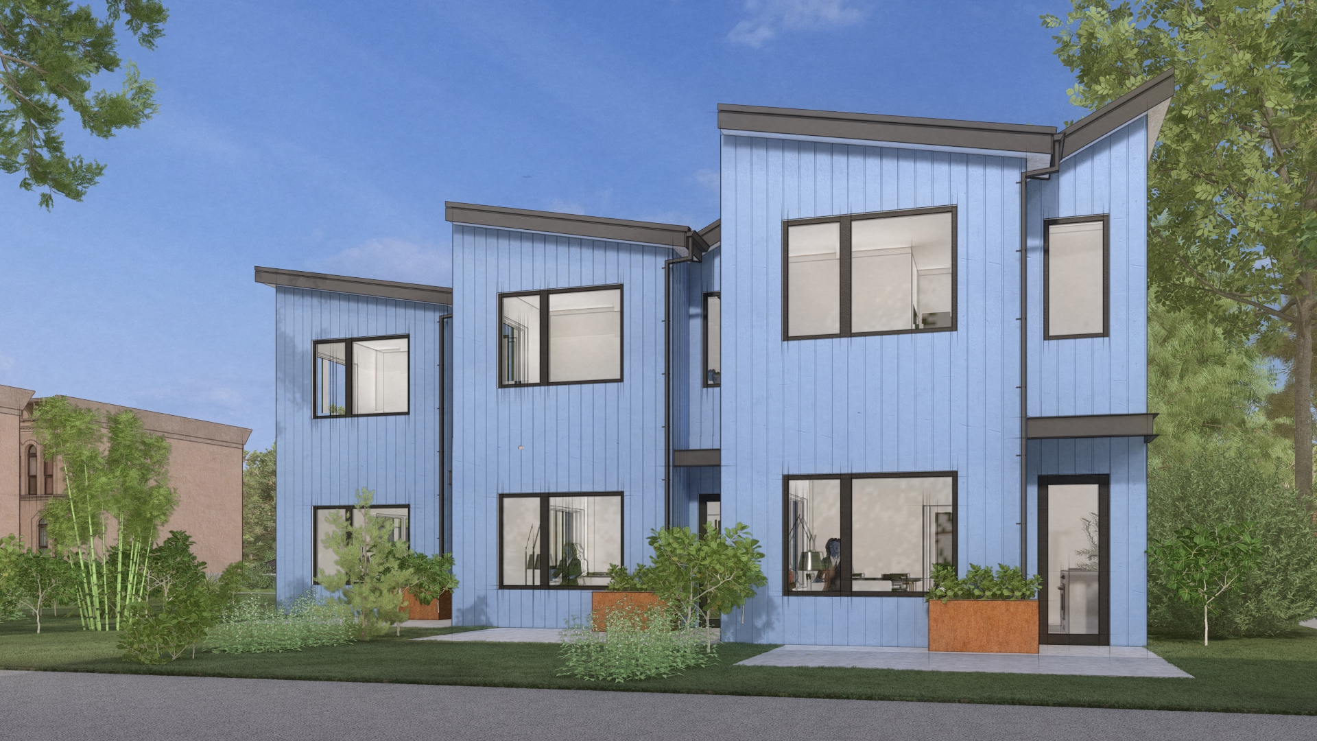 Beacon back view in blue modern style